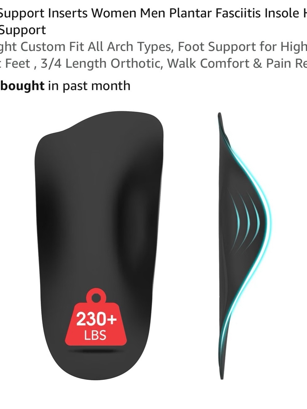 Arch Support Inserts Women Men Plantar Fasciitis Insole Heavy Duty Suppor
